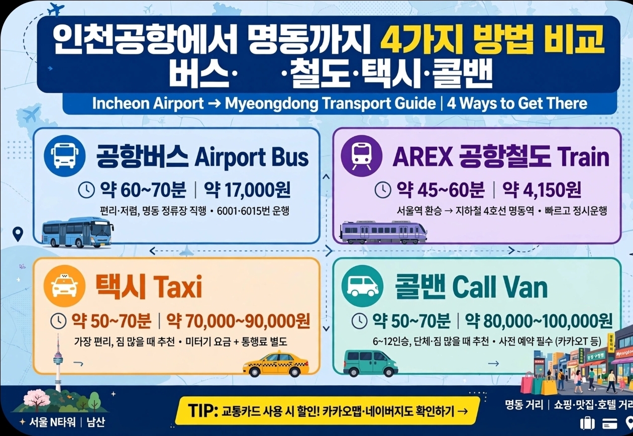 인천공항에서명동 이동방법 꿀팁