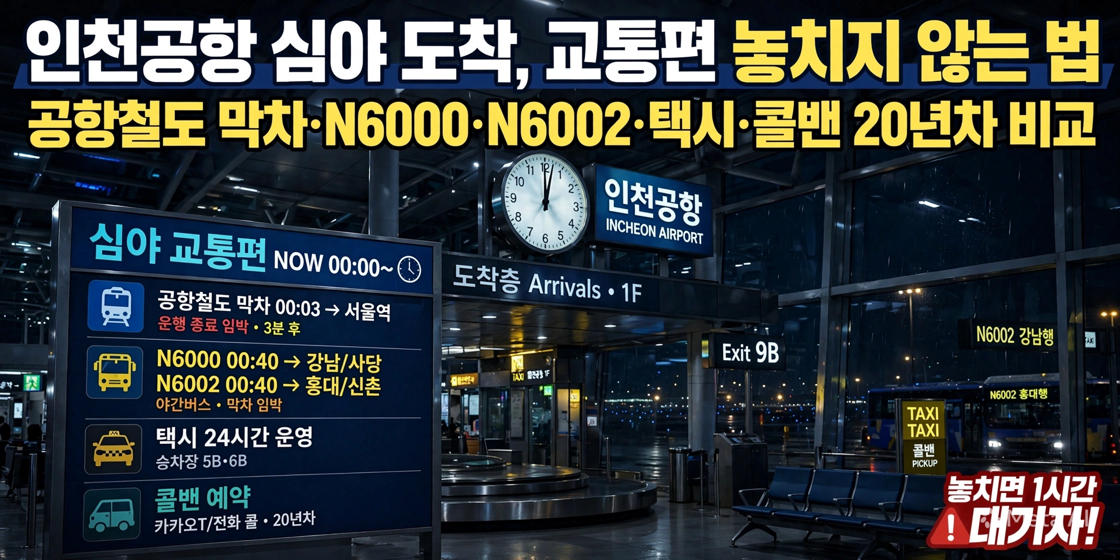 인천공항 심야 도착, 교통편 놓치지 않는 법